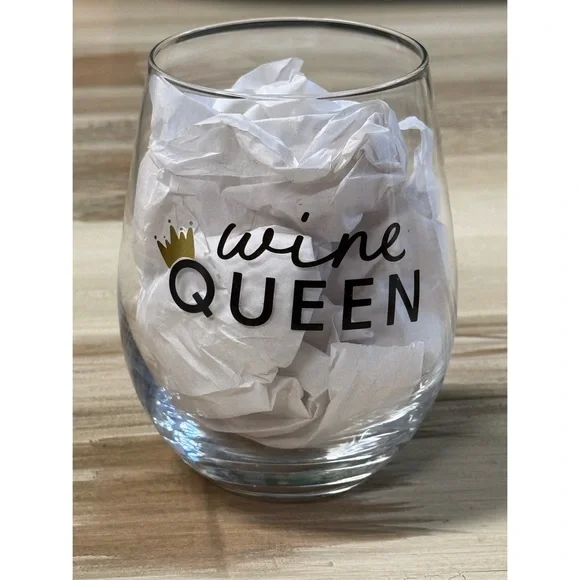 NIB Novelty Stemless Wine Glass "Wine Queen" - Picture 1 of 4